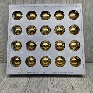 Vintage Rauch Holiday Classics Gold Glass Ornaments Set of 20 Christmas USA Made